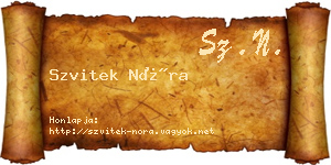 Szvitek Nóra névjegykártya